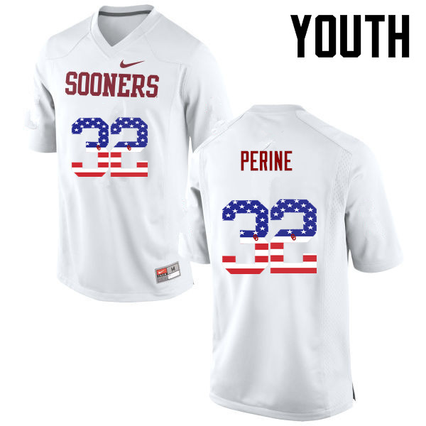 Youth Oklahoma Sooners #32 Samaje Perine College Football USA Flag Fashion Jerseys-White